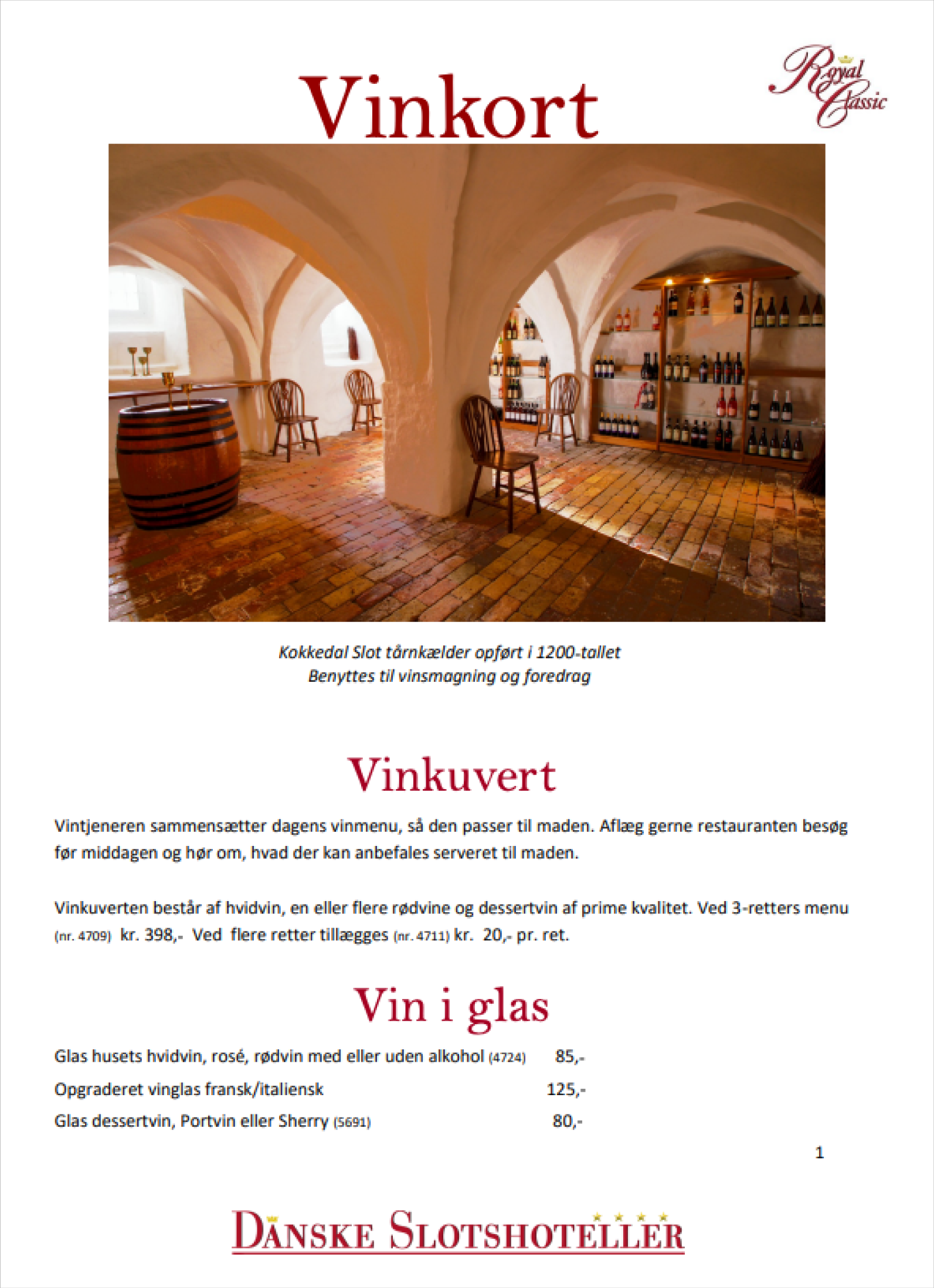 Vinkort - Danske Slotshoteller